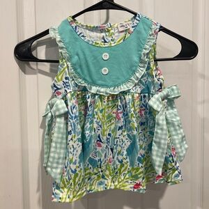 Baby Girls Floral & Gingham Top And Bloomers Set